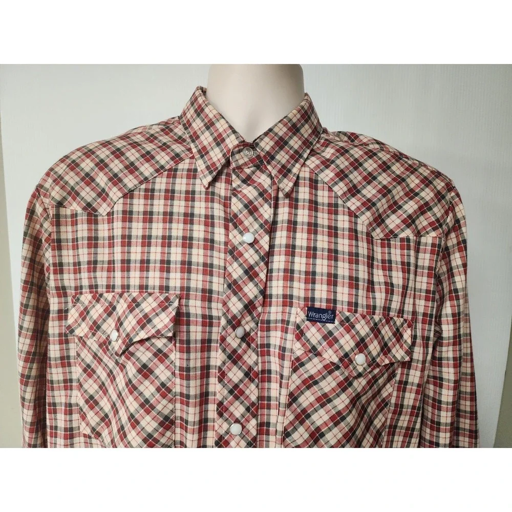 Wrangler Retro Men's‎ Plaid Western Pearl Snap Long Sleeve Cowboy Shirt Large